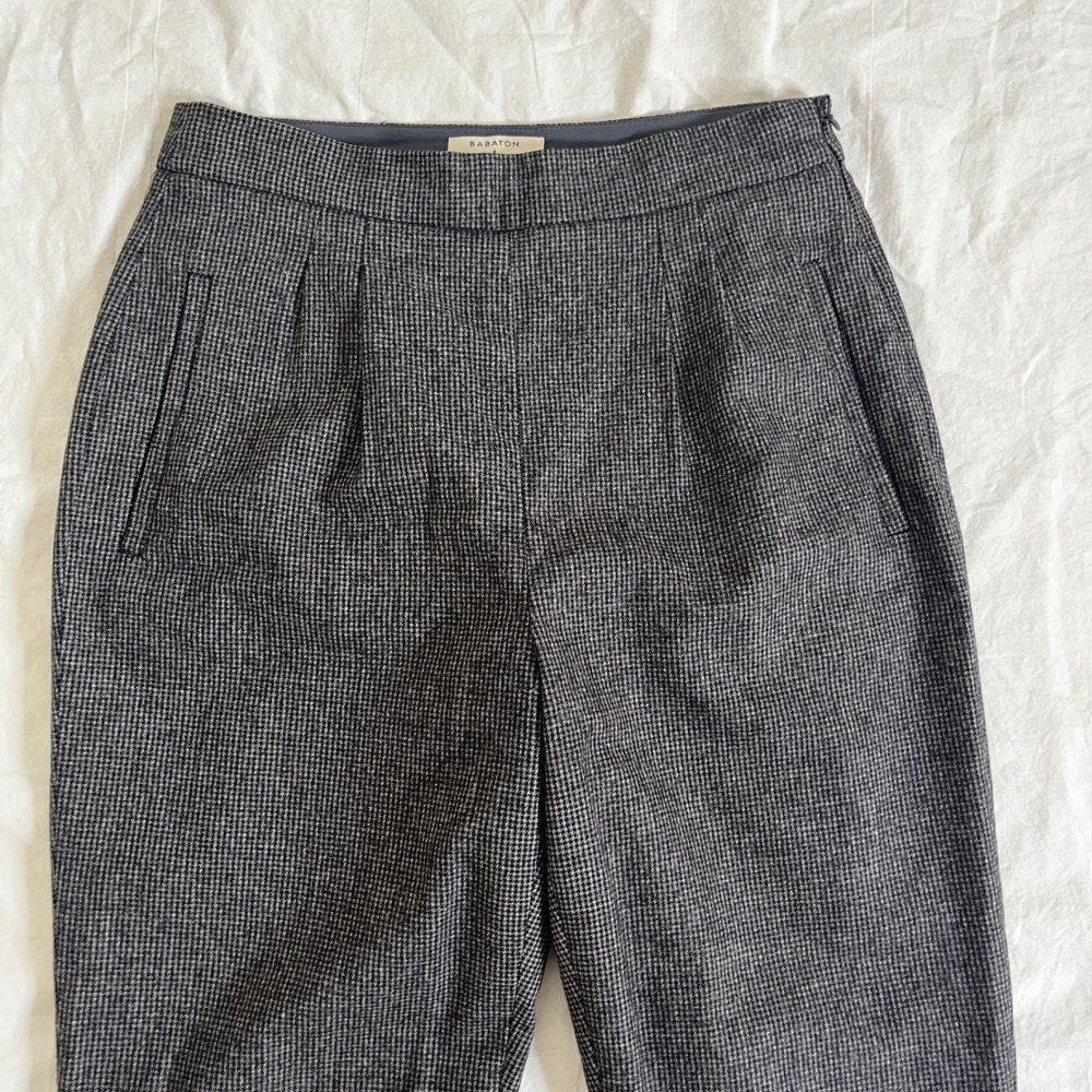 Babaton‎ Dress Pants Women 6 Grey Stretch Wool Cashmere Houndstooth - Picture 2 of 11